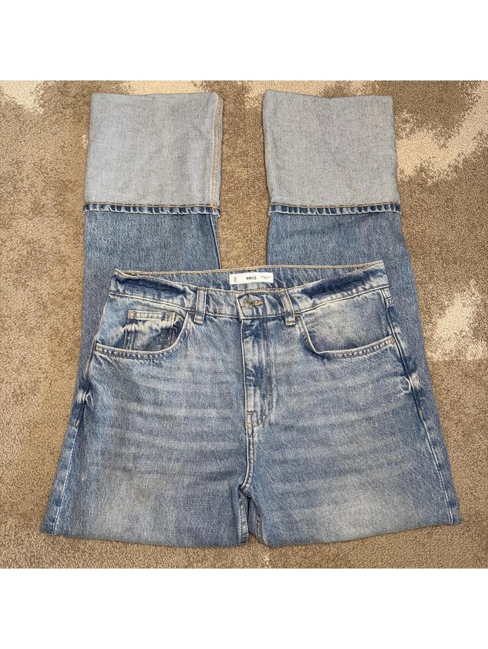 MNG MANGO STATEMENT ULTRA WIDE CUFF STRAIGHT LEG JEANS EXCELLENT CONDITION